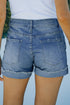 Patchwork Rolled Hem Denim Shorts